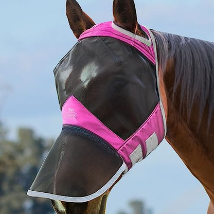 Harrison Howard CareMaster Pro Luminous Horse Fly Mask Large Eye Space Full Face Standard with Nose No Ears Flamingo Extra Full Size