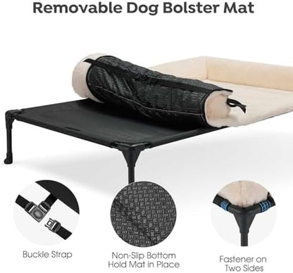 Veehoo Elevated Dog Beds Medium Sized Dog with Fluffy Plush Bolster Cushion