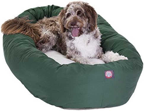 Majestic Pet Sherpa Bagel Dog Bed, 52 Inch X-Large, Round, Washable, Green