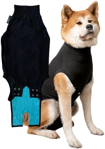 Suitical Recovery Suit for Dogs - Dog Surgery Recovery Suit with Clip-Up System - Breathable Fabric for Spay, Neuter, Skin Conditions, Incontinence - XXL, Black
