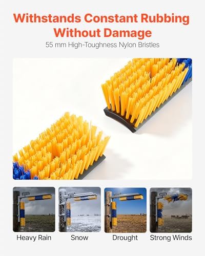 VEVOR Livestock Scratching Brush, 4PCS Goat Scratcher Brush Post with 16 Screws, 16.9"x3.9" Cow Scratcher for Back Itch Relief, Massage Grooming Scratch Tool for Horse Cattle Sheep Pig, Yellow & Blue