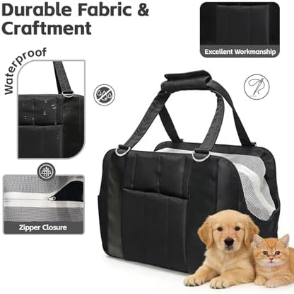 Dog Purse Carrier for Small Dogs, Small Cat Purse Carrier Soft with Large Pocket, Portable Pet Carrier Tote Bag with Safe Leash (Black)