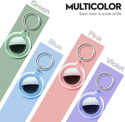 4 Pack Case for Apple AirTag Holder with Keychain, Waterproof & Anti-Scratch Protect Cover Compatible with Airtags, for AirTag 2nd & 1st Generation, Accessories Air Tagholder for Keys, Bags, Pet