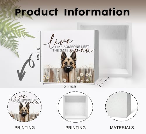 Live like Someone Left the Gate Open Belgian Malinois Wooden Signs,Farm Cottagecore Animal Office Kitchen Bedroom Decor,Rustic Farmhouse Home Decor Signs,Belgian Malinois Gifts for Women