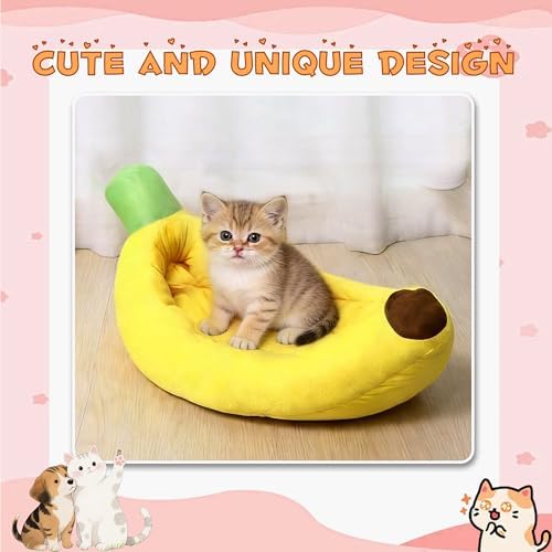 Rabbit Bed Warm Small Dog Cat Sleeping Carrot Banana Beds Bunny Bed Guinea Pig Hideout Bed Thick Soft with Removable Mat,Machine Washable Guinea Pig Cushion (Banana（18.5 * 11.02 * 3.94）)