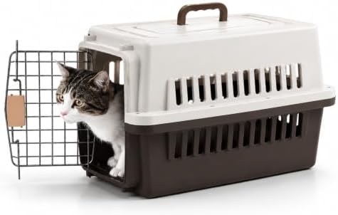 Pets Carrier,Kennel,19in,Long,Hard-Sided,for Cat up to 14lb,Suit for Airline/Road Travel (Coffee, Small)