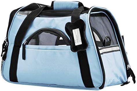 Paws & Pals Airline Approved Pet Carriers with Fleece Bed For Dog & Cat, Large, Mineral Blue