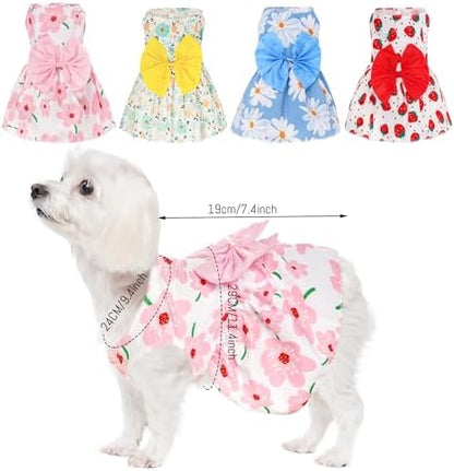 choyaxo 4pcs Cute Dog Dress Pet Dress Puppy Skirt Summer Pet Clothes for Puppy Small Cats