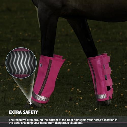 Harrison Howard Loose-Fitting Horse Fly Boots UV-Protective, Durable Fine Mesh Leggins with Reflective Strips (Set of 4)
