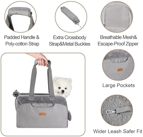 Dog Purse Carrier for Small Dogs Cats Rabbits Up to 12lbs, Lightweight Pet Sling Carriers with Large Pockets, Portable Puppy Soft Sided Tote Bag Carrier for Vet,Hiking,Travel