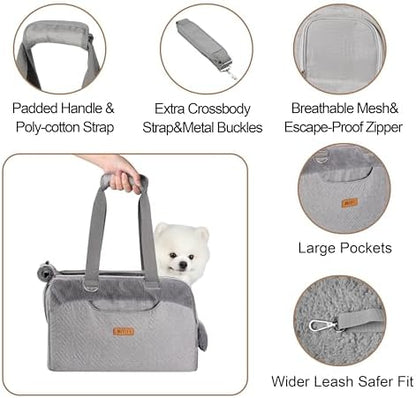 Dog Purse Carrier for Small Dogs Cats Rabbits Up to 12lbs, Lightweight Pet Sling Carriers with Large Pockets, Portable Puppy Soft Sided Tote Bag Carrier for Vet,Hiking,Travel