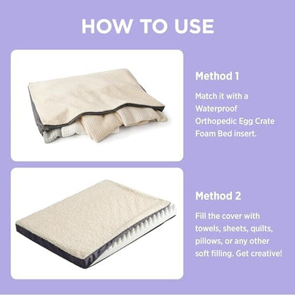 LE SURE Washable Egg Crate Foam Plush Dog Bed Cover, XL 44x32x3in, Grey