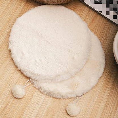 SHENGOCASE 2-Pack 14" Round Faux Rabbit Fur Cat Dog Bed Cushion Pad Mat, Cat Tree Tower Replacement Cushion Pad for Window Perch Carrier House Cage Crate Kennel Furniture