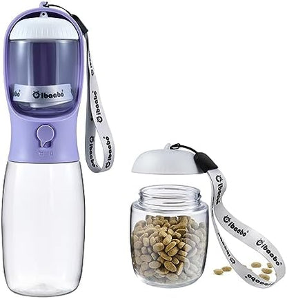 Cibaabo Dog Water Bottle Portable with Food Container & Filter for Travel