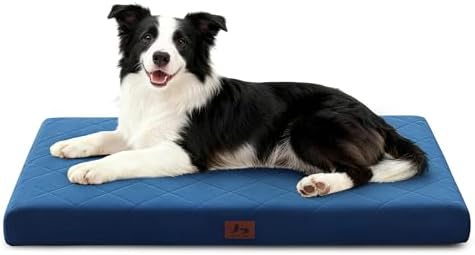 Orthopedic Dog Beds for Large Medium Dogs, Washable Pet Bed Mat with Removable Cover, Waterproof Egg Crate Foam Puppy Bed Anti Slip, 36" x 27", NOT for Chewers