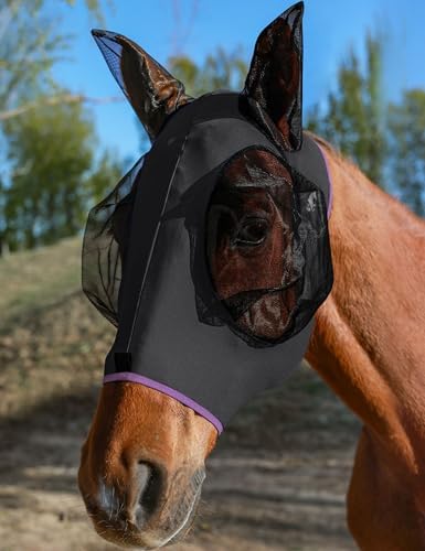 Horse Fly Mask with Ears, Fly Mask for Horses, Breathable Mesh