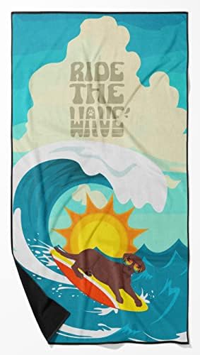 Caroline's Treasures MLM1237TWL3060 Surfer Dog Chocolate Labrador Retriever Premium Beach Towel Oversized Towel Beach Blanket, Pool, Beach Essentials, Yoga, Premium Bath Towel, Quick Dry Plush