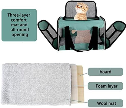 Cat Carrying Case - Pet Carrier, Up to 30Lbs Soft Sided Protable and Breathabl Pet Travel Carrier, Pet Travel Carrier Removable Fleece Pad, Collapsible for Large Cats Small Dogs(X-Large, Green)