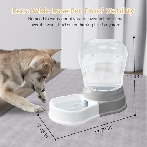 STALTWO 1 Gallon Automatic Gravity Dog Water Dispenser, BPA-Free, Grey