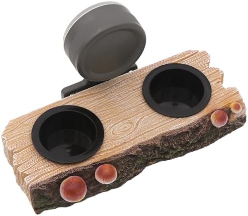AQUA KT Reptile Gecko Feeding Ledge Food Water Bowl with 2 Feeding Cups