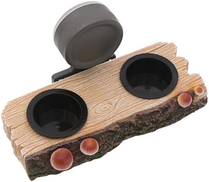 AQUA KT Reptile Gecko Feeding Ledge Food Water Bowl with 2 Feeding Cups