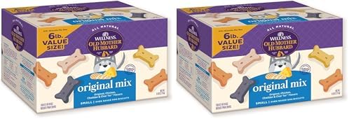Old Mother Hubbard Wellness Original Mix Dog Biscuits,Natural,Training Treats,Four Flavors,Small Size,(6 Pound Bag),(Pack of 2)