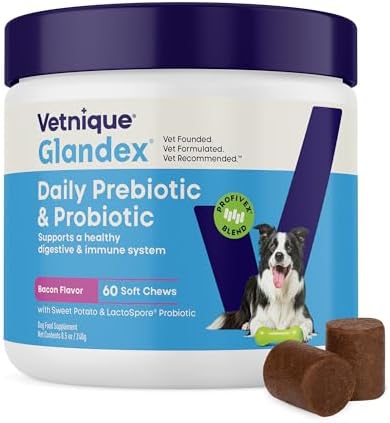 Vetnique Glandex Probiotics for Dogs 60ct Soft Chews, Prebiotics & Enzymes