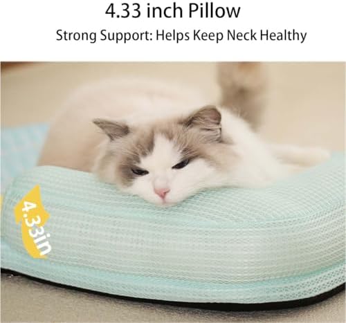 All-Season Ice Fabric Cat Bed with Cushioned Pillow Washable Mat for Cats