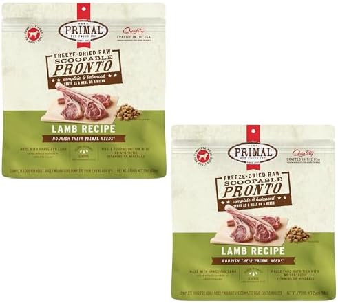 Primal Pronto Mini Nuggets, Freeze Dried Dog Food, Lamb, 25 oz (2 Pack)