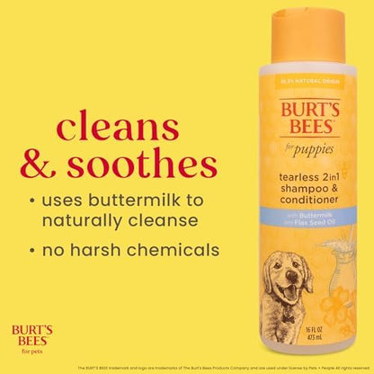 Burts Bees Tearless Puppy Shampoo & Conditioner with Buttermilk, 16 Fl Oz