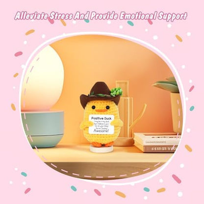 Mini Funny Positive Crochet Animals Already Made Positive Crochet Duck Emotional Support Animal, Perfect Christmas Birthday Gifts for Women, Office & Christmas Decor