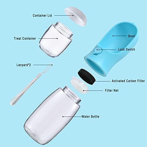 Cibaabo Dog Water Bottle Portable with Food Container & Filter for Travel