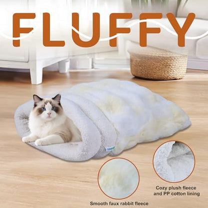 3 in 1 Semi-Enclosed Self Warming Burrow Cat Bed Sleeping Cave