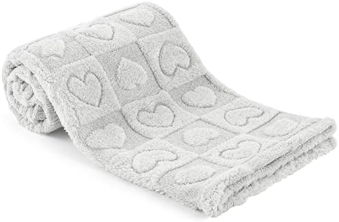 gogobunny Pet Blanket for Dogs Cats, 300GSM Ultra Soft Coral Fleece Blanket, Washable Small Dog Cat Blanket, Calming Crate Mat, Furniture Protector for Couch Bed Car Seat, Light Grey, 30x40IN