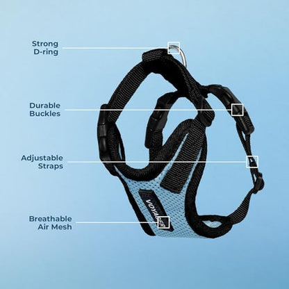 Voyager Step-in Lock Dog Harness - Baby Blue/Black Trim, Large