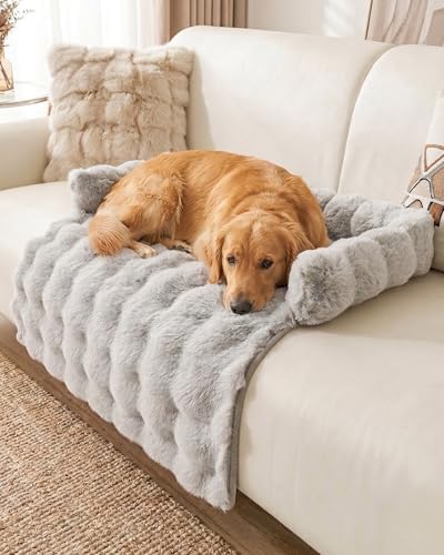 Calming Dog Bed/Mat for Couch,Faux Rabbit Fur Pet Sofa Furniture Protector