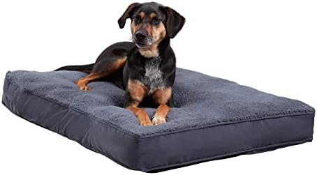 Happy Hounds Daisy Deluxe Supportive Sherpa Dog Bed, Medium (42 x 30 in.), Prussian Blue