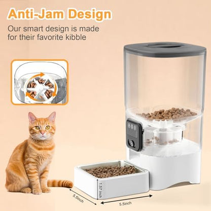 Automatic Cat Feeder 6L,Timed Cat Feeders for Dry Food, 2.4G WiFi Pet Feeder with APP Control for Remote Feeding,Automatic Dog Food Dispenser with Alexa,1-10 Meals Per Day for Dog