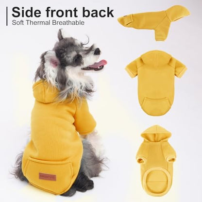 2 Pack Dog Hoodie Warm Hood Dog Sweater Cold Weather Small Dogs Sweatshirt Comfort Pet Clothes for Small Medium Dogs with Pockets Cats Chihuahua Clothes for Male Female Girl Boy Sporty Daily Wear