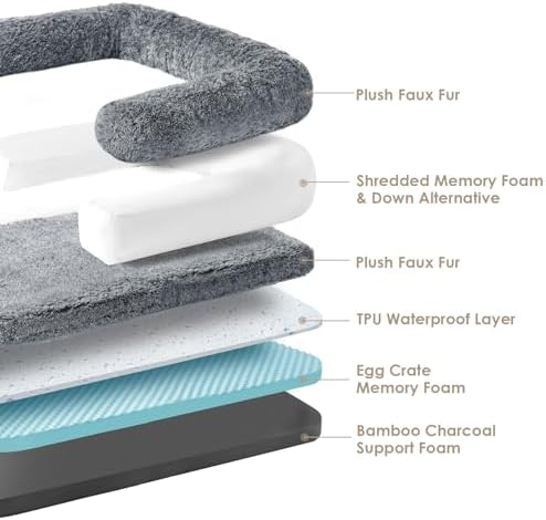 EHEYCIGA Foldable XXL Dog Bed for Large Sized Dog - 54x38x7.5, Grey
