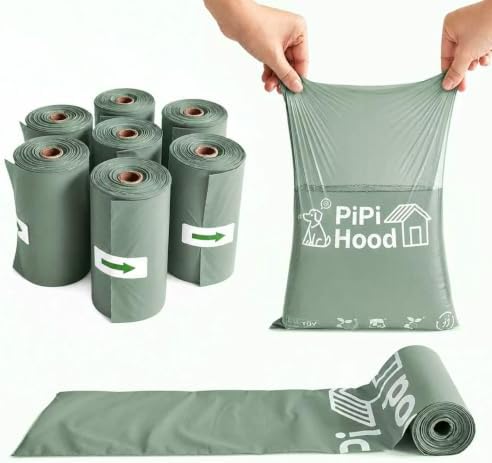 0.8 Mil Thick 105 Count Dog Poop Waste Bags,Home Compostable Green