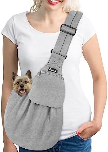 SlowTon Dog Carrier Sling - Thick Padded Shoulder Strap Adjustable, Cloud M