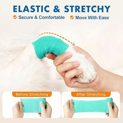 Lotfancy 10 Rolls Self Adhesive Vet Wrap, 2 Inch Cohesive Bandage Wrap for Wound Care, Elastic Pet Tape for Dogs, Cats, Horses, Breathable Medical First Aid Tape for Paw, Leg, Foot, Assorted Colors