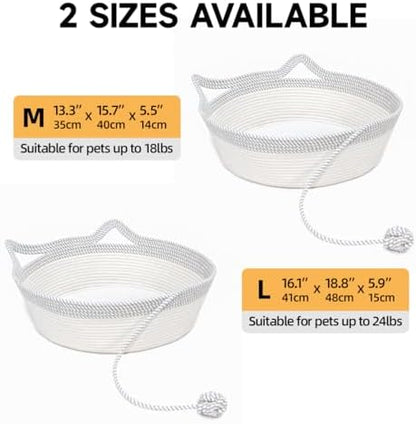 Cat Bed, Cotton Rope Instinct Basket for Cats, Handwoven Cat Beds