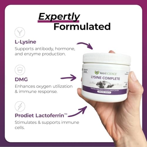 VetriScience Ultimate Strength Lysine Powder for Cats, Chicken, 60ct