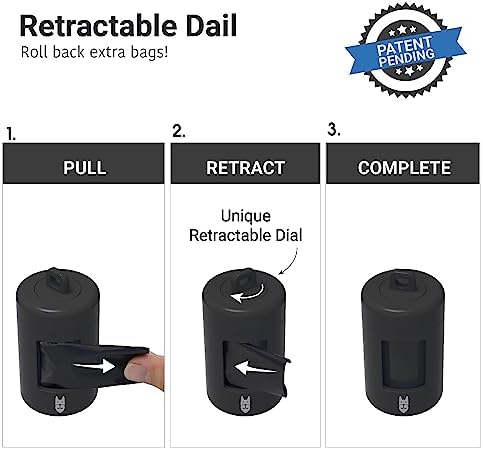 SVD.PET Retractable Dog Poop Bag Holder with 15 Waste Bags
