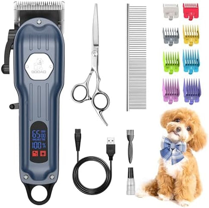 Dog Cordless Grooming Kit Low Noise for Heavy Thick Hair&Coats