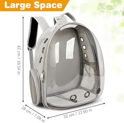 kathson Bearded Dragon Carrier with Harness and Leash Set, Large Reptile Travel Carrier Portable Lizard Backpack Clear Small Animals Carrying Bag for Gecko Hamster Rabbit Hedgehog Kitten (Gray)