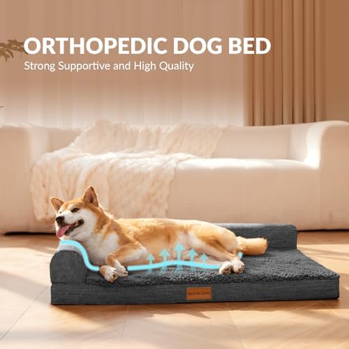 Patas Lague Orthopedic Large Dog Bed Washable Pet Sofa Bed 56X40 Dark Grey
