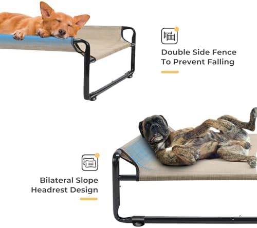 Veehoo Outdoor Elevated Dog Bed, Cooling Raised Dog Beds for Large Dogs